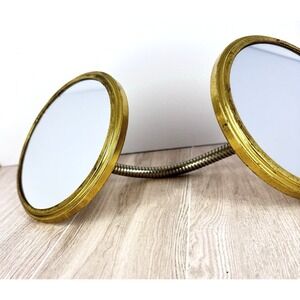 Vintage Brass Double Sided Vanity Mirror Gooseneck Hollywood Regency MCM